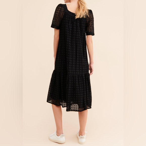 Anthropologie Maeve Josette Eyelet Black Midi Dress - Picture 3 of 16